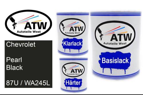 Chevrolet, Pearl Black, 87U / WA245L: 1L Lackdose + 1L Klarlack + 500ml Härter - Set, von ATW Autoteile West.